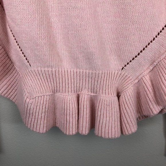 Soft Pink Cotton Ruffle Peplum Sweater - Picture 4 of 8